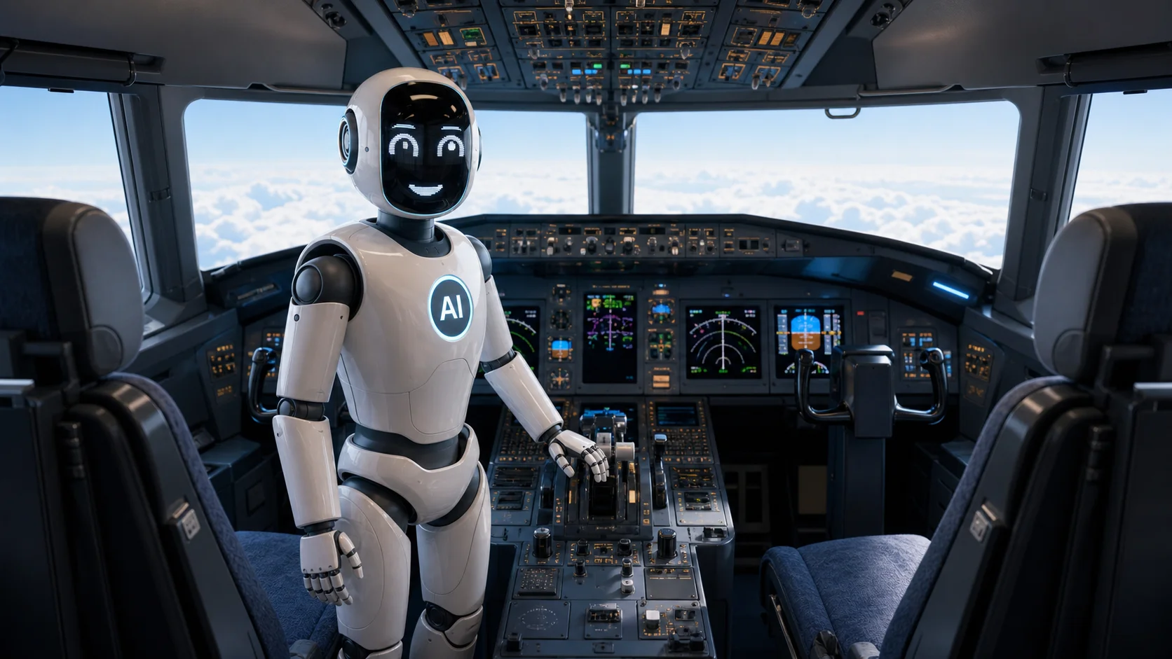 KI-Assistent Bud im Cockpit eines Flugzeugs